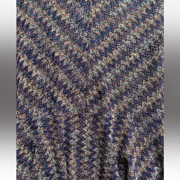 Maeve Westwater Mini Swing Dress Sz L Blue Chevron Knit Drop Waist Anthropologie - Picture 8 of 14